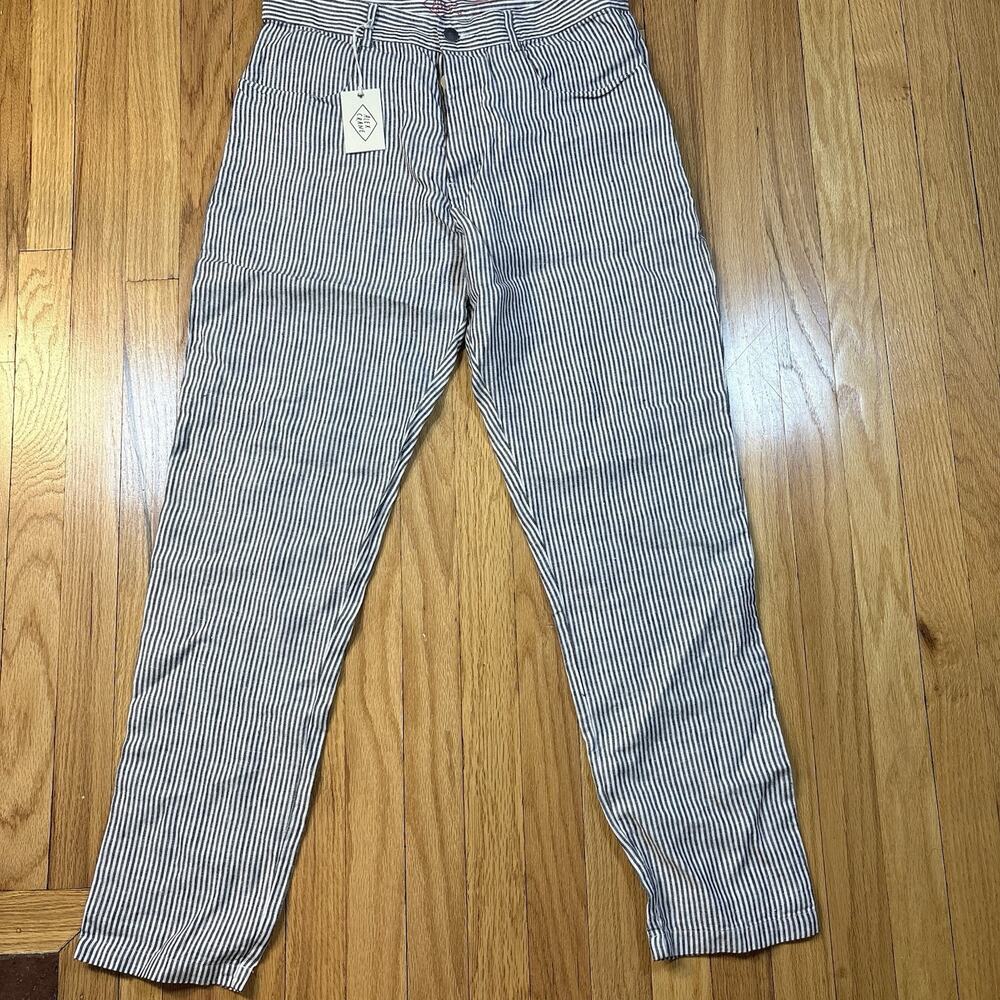 NWT Alex Crane Pants Men's Size 32 Stripe 100% Linen Relaxed Fit Casual
